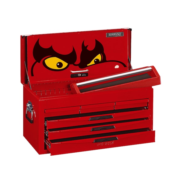 8 Series Top Tool Box, 6 Drawer, Red, Steel, 26 in W x 12 in D x 15 in H